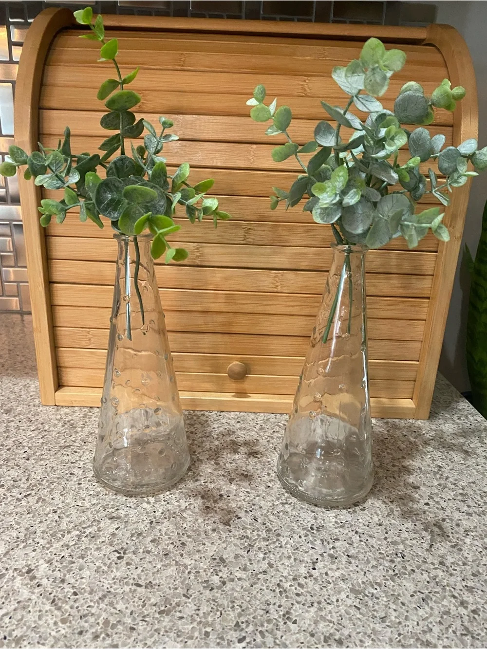 IKEA Emma Dafnas Clear Textured Glass Cone Bud Vases - Pair